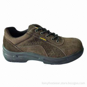 Safety Shoes, Made of Suede Cow Leather and PU Sole, Size of 36 to 48# SB, S1, S1P, S3